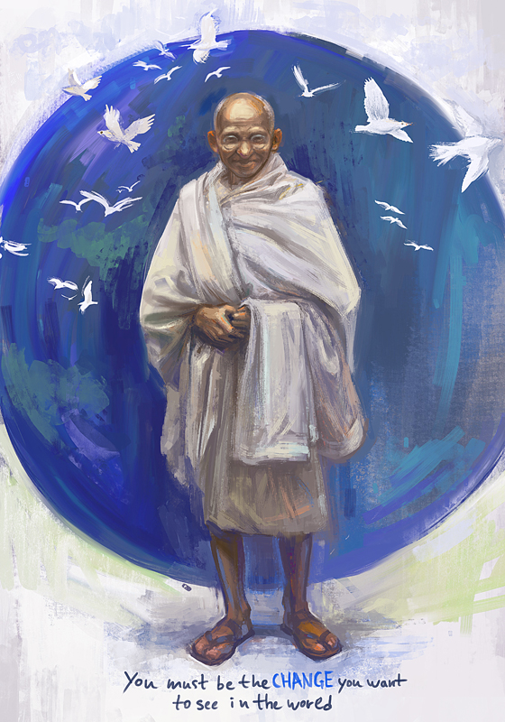 560x800 Mahatma Gandhi - The Peacemakers Painting