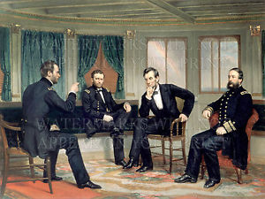300x225 Peacemakers 1865 Sherman Grant Lincoln Porter Civil War Painting - The Peacemakers Painting
