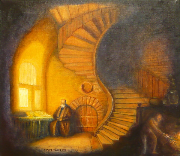 600x519 The Philosopher In Meditation Greeting Card For Sale By Hugo Palomares - The Philosopher Painting