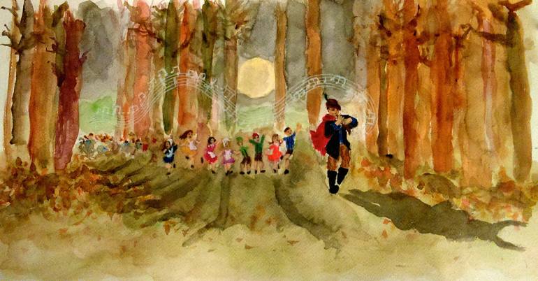 770x402 Saatchi Art The Pied Piper Painting By Jen Hallbrown - The Pied Piper Painting