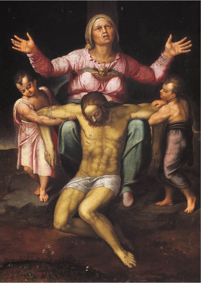 693x973 Michelangelo Buonarroti (Painting) - The Pieta Painting