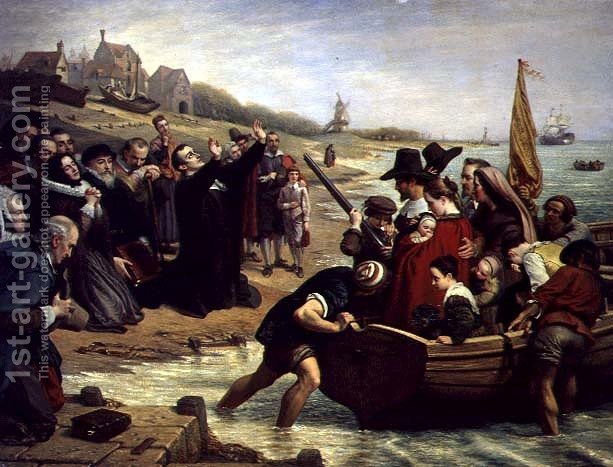 613x467 The Pilgrim Fathers Departure Of A Puritan Family For New England - The Pilgrim Painting