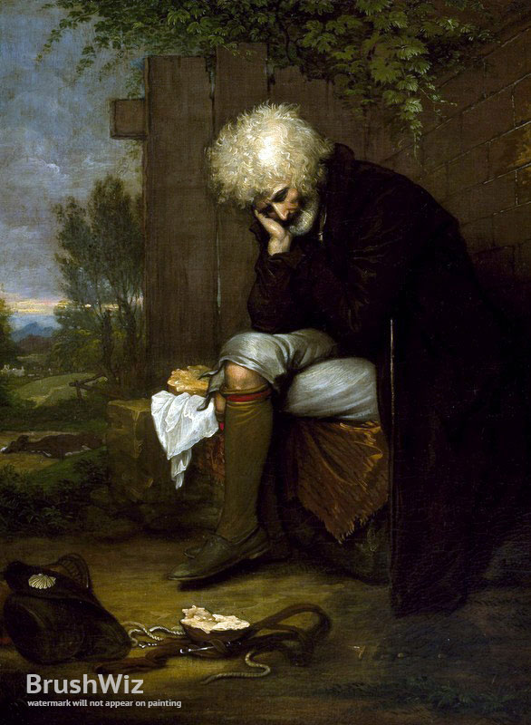 586x800 The Pilgrim Mourning His Dead Ass By Benjamin West - The Pilgrim Painting