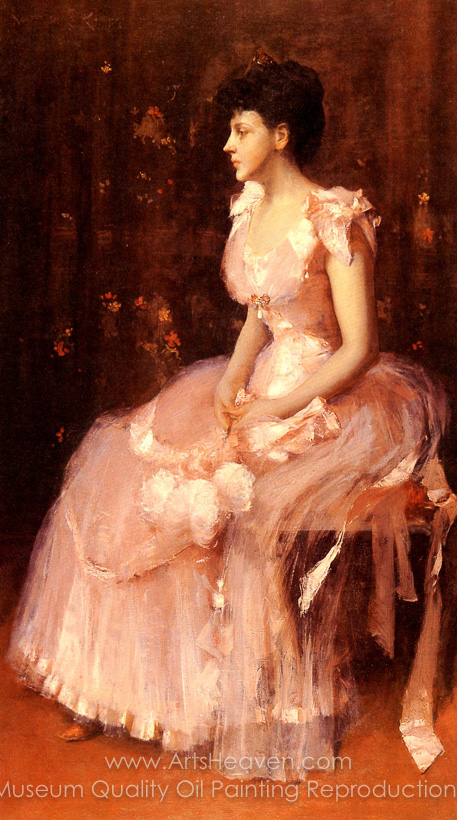 457x820 Reproduction Painting William Merritt Chase Portrait Of A Lady - The Pink Lady Painting
