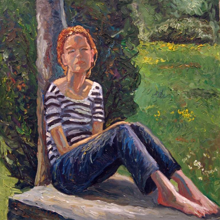 770x771 Saatchi Art Girl Sitting On The Pit Painting By Andrejs - The Pit Painting