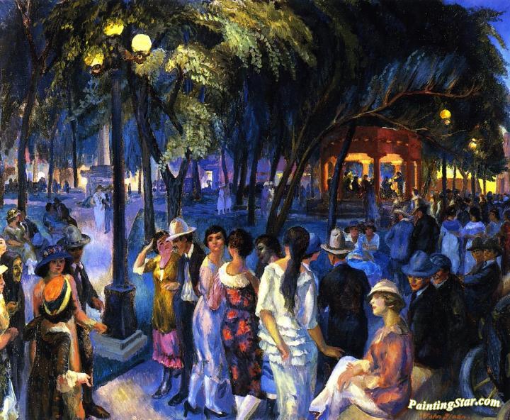 720x592 Music In The Plaza Artwork By John Sloan Oil Painting Amp Art Prints - The Plaza Painting