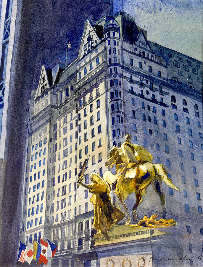 686x900 New York Plaza Hotel Painting By Vladimir Kozma - The Plaza Painting