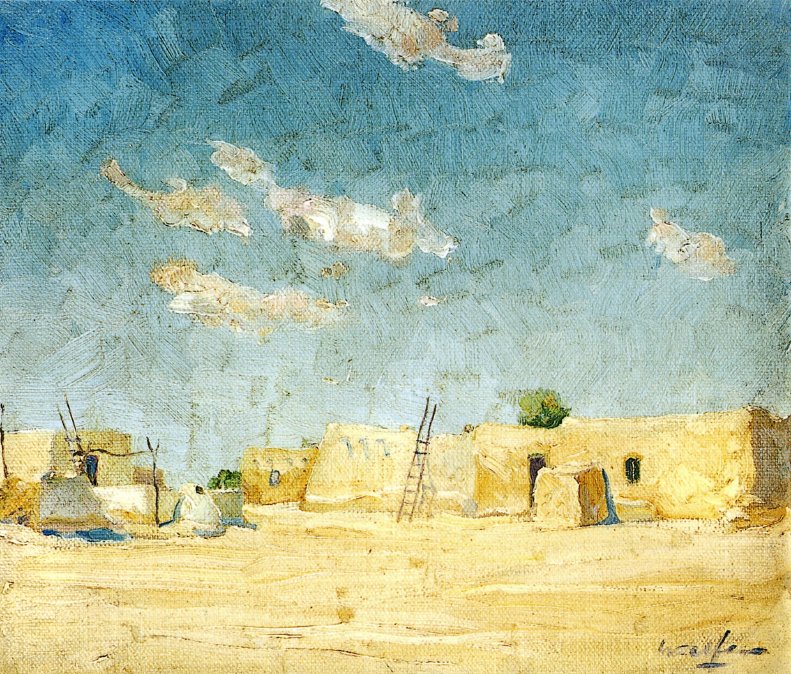 791x674 Off The Plaza Painting Walter Ufer Oil Paintings - The Plaza Painting