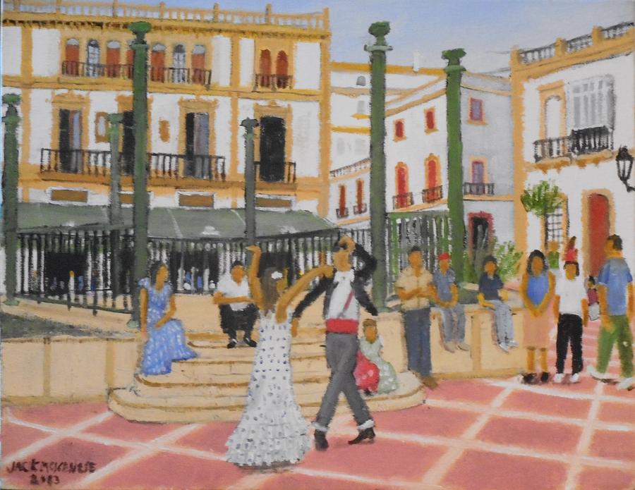 900x695 Dancing In The Plaza De Espana - The Plaza Painting