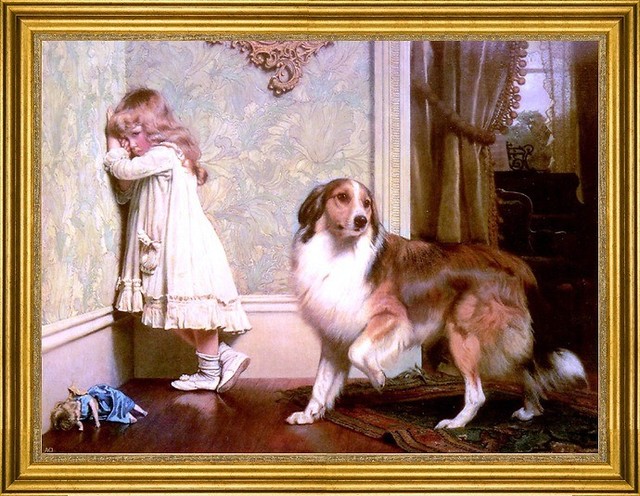 640x496 Charles Burton Barber 18x24 Framed Canvas - The Pleader Painting