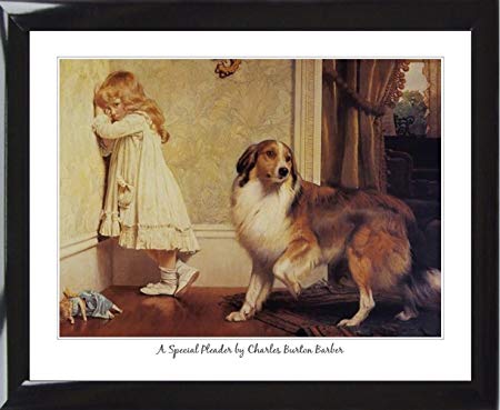 450x369 Framed Art Print A Special Pleader By Charles Burton Dog And Girl - The Pleader Painting
