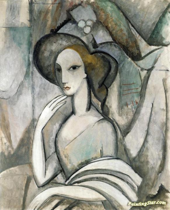 583x720 The Poetess Marguerite Gillot Artwork By Marie Laurencin Oil - The Poetess Painting