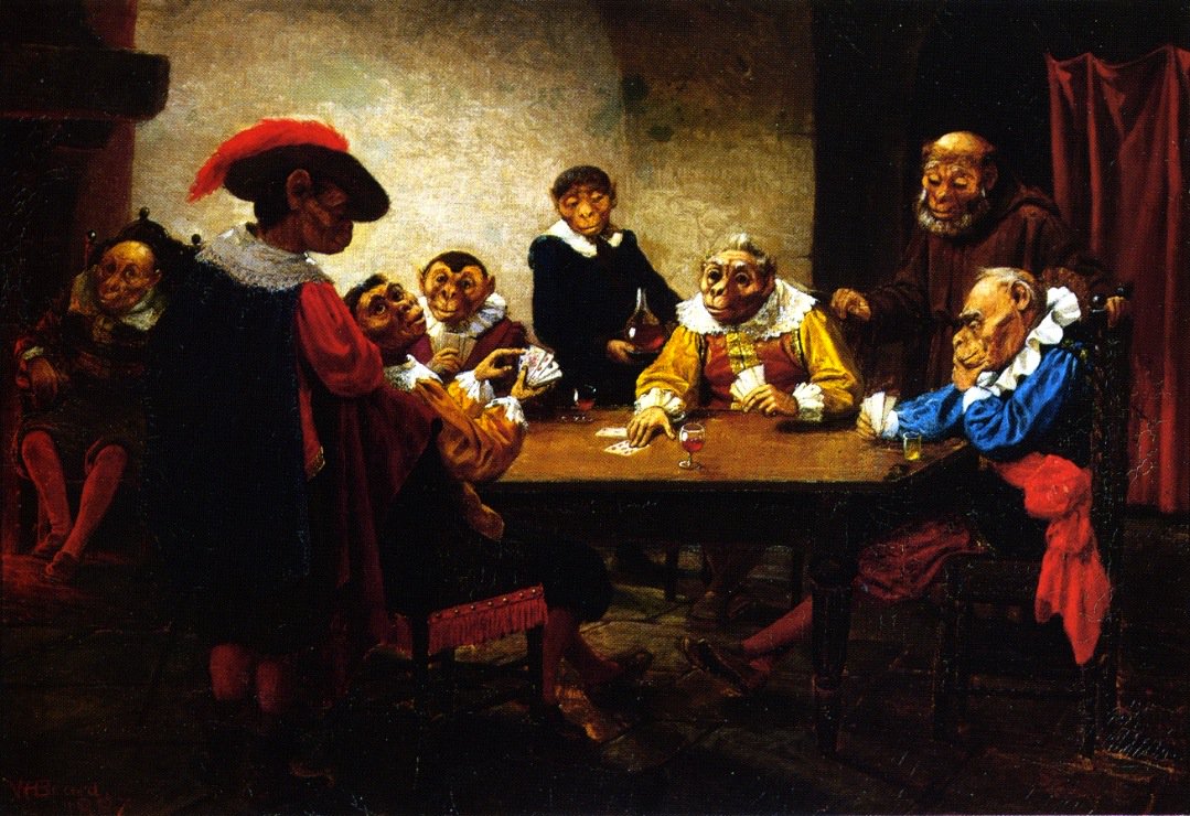 1079x740 The Poker Game Painting William Holbrook Beard Oil Paintings - The Poker Game Painting
