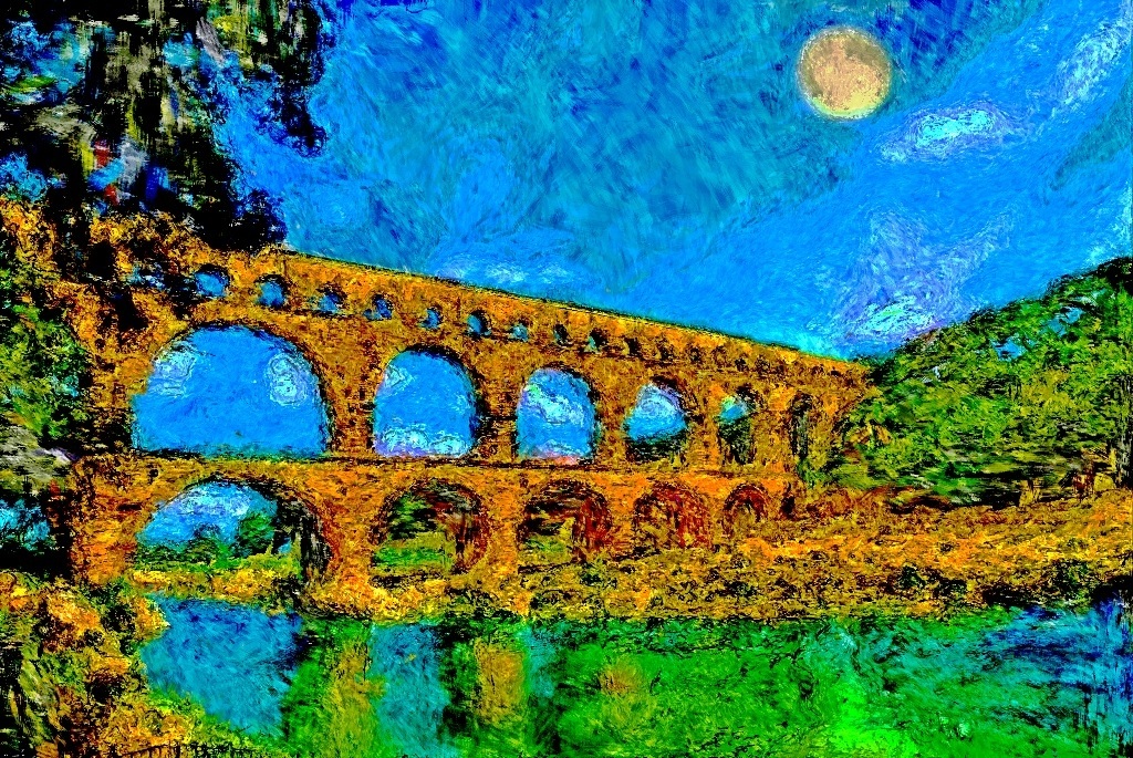 1024x685 Le Pont Du Gard - The Pont Du Gard Painting