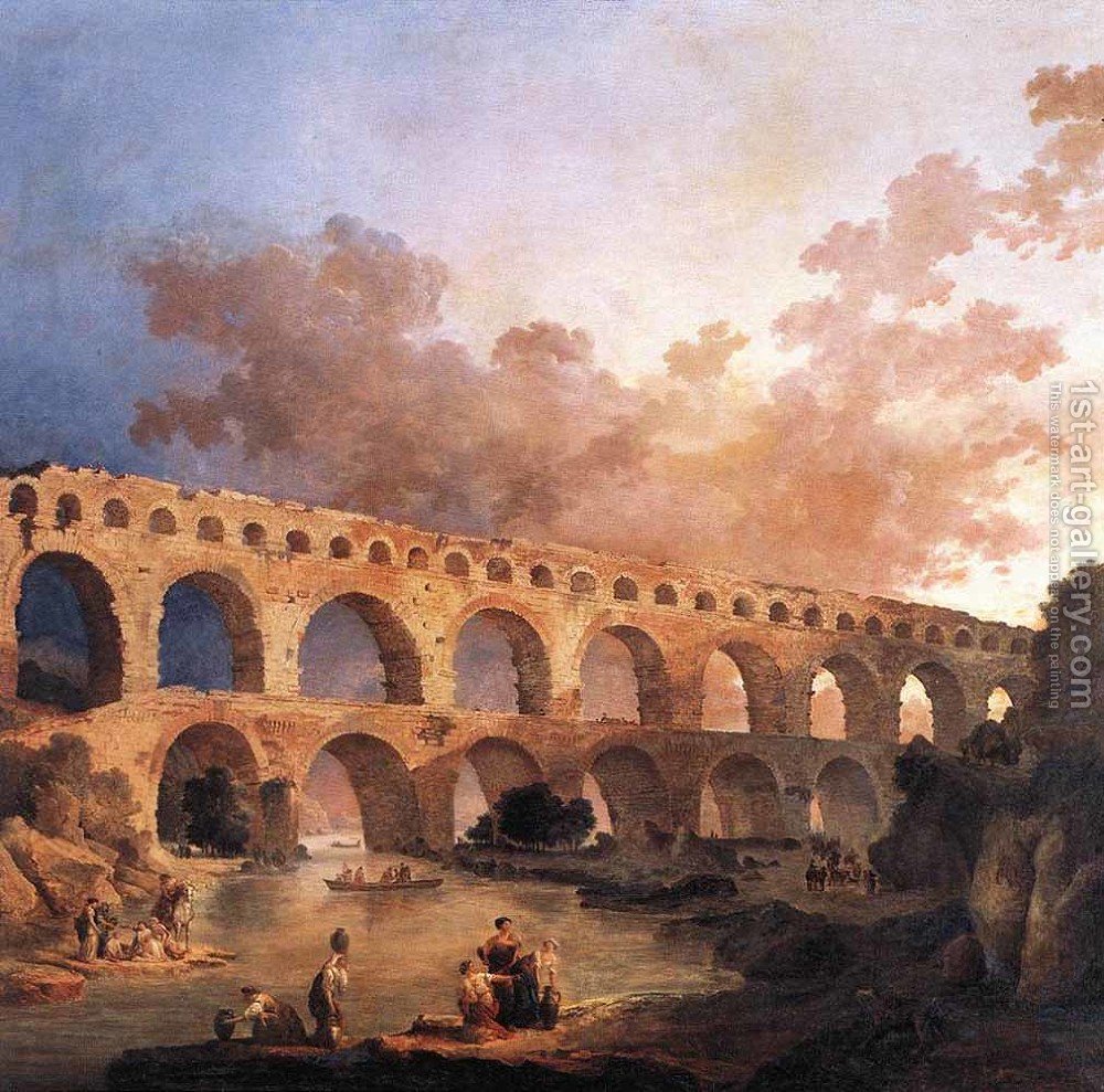 1000x989 The Pont Du Gard 1787 Hubert Robert Reproduction 1st Art Gallery - The Pont Du Gard Painting