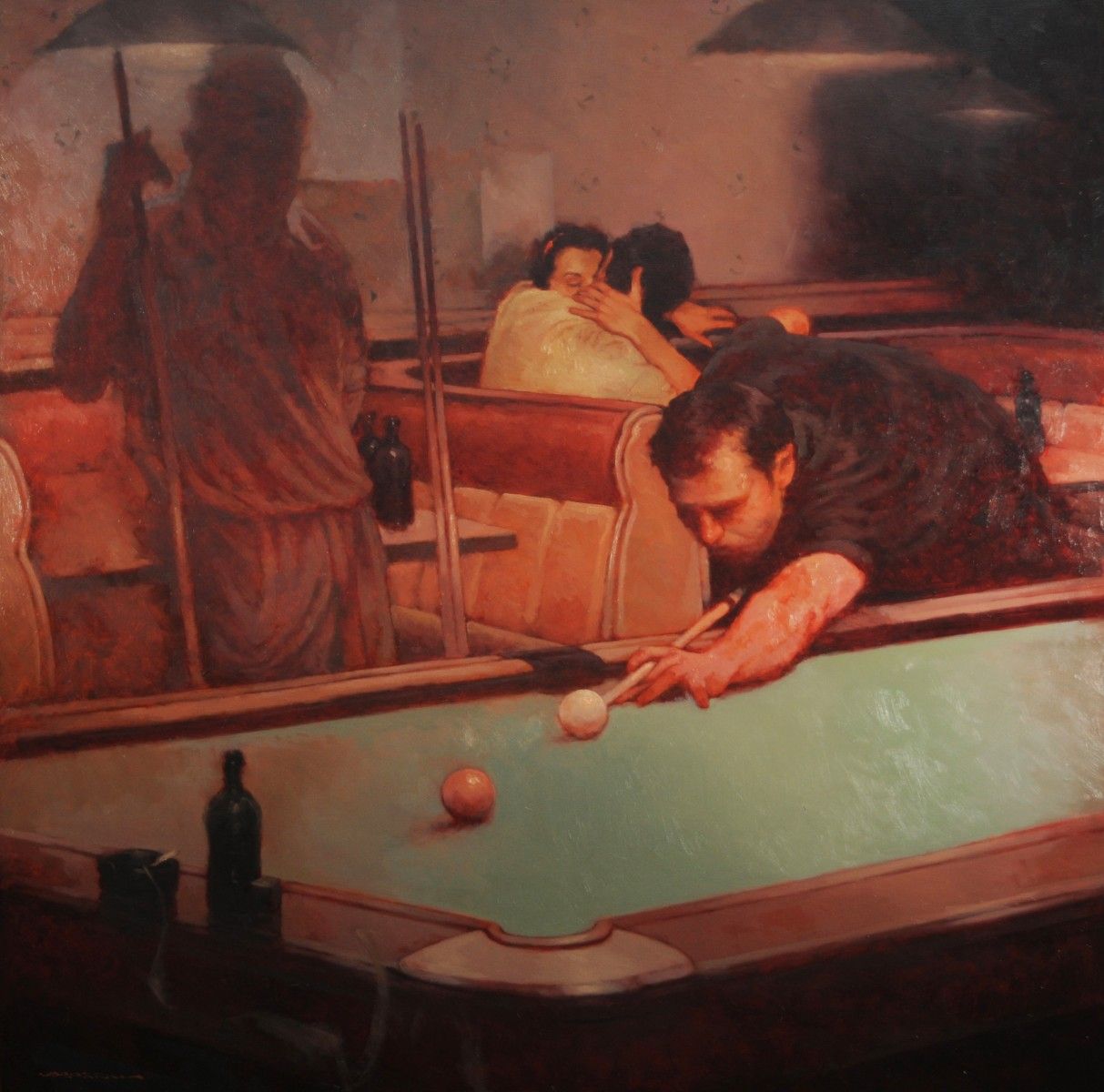 1213x1200 Joseph Lorusso Pastel Pencils, Artist And Paintings - The Pool Hall Painting