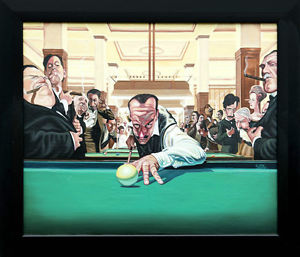 300x257 Oil Painting On Canvas (Pool Game) Art, 20 X 24 Framed, Pool - The Pool Hall Painting