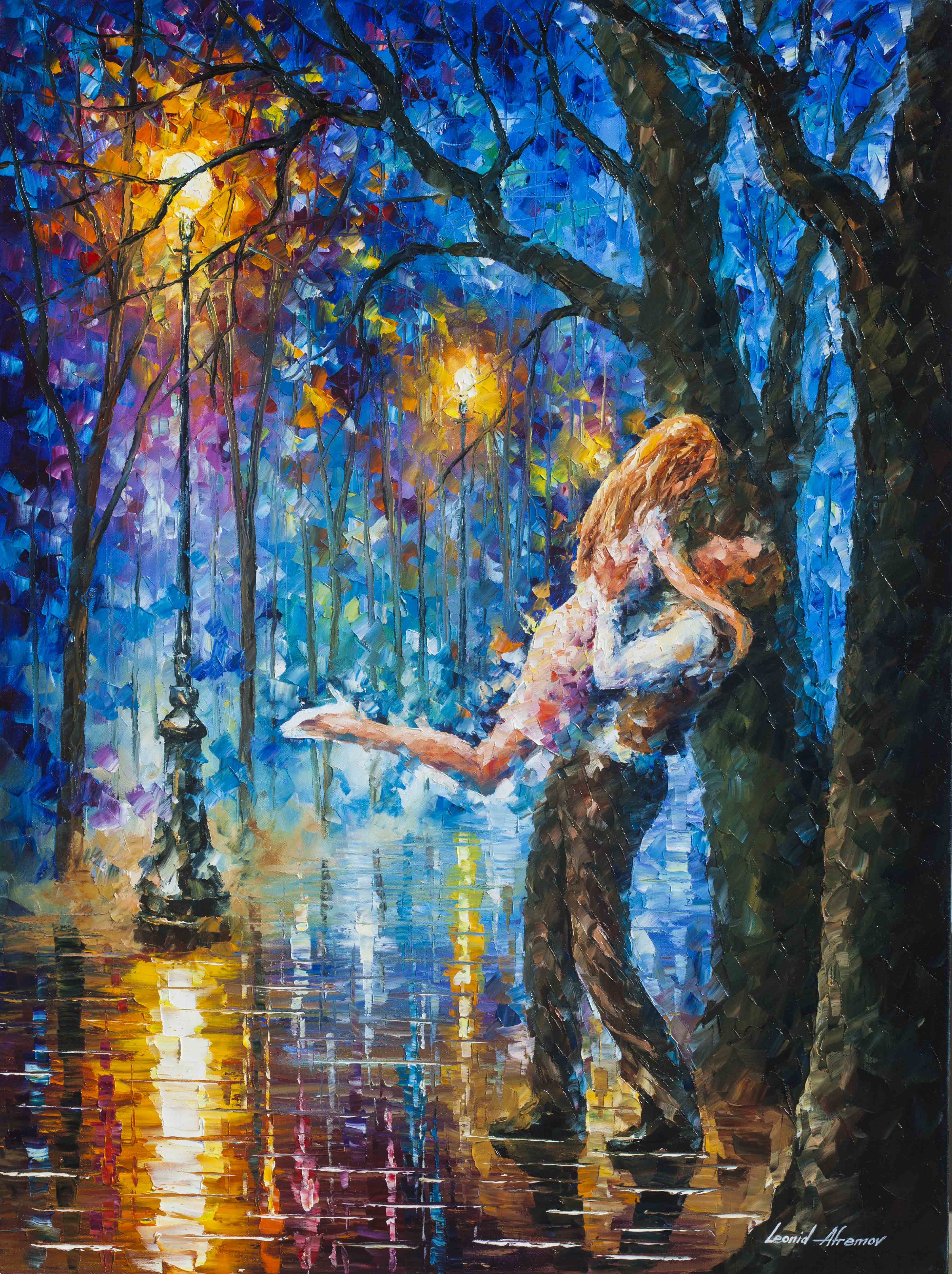 3613x4833 The Proposal Palette Knife Oil Painting On Canvas By Leonid - The Proposal Painting