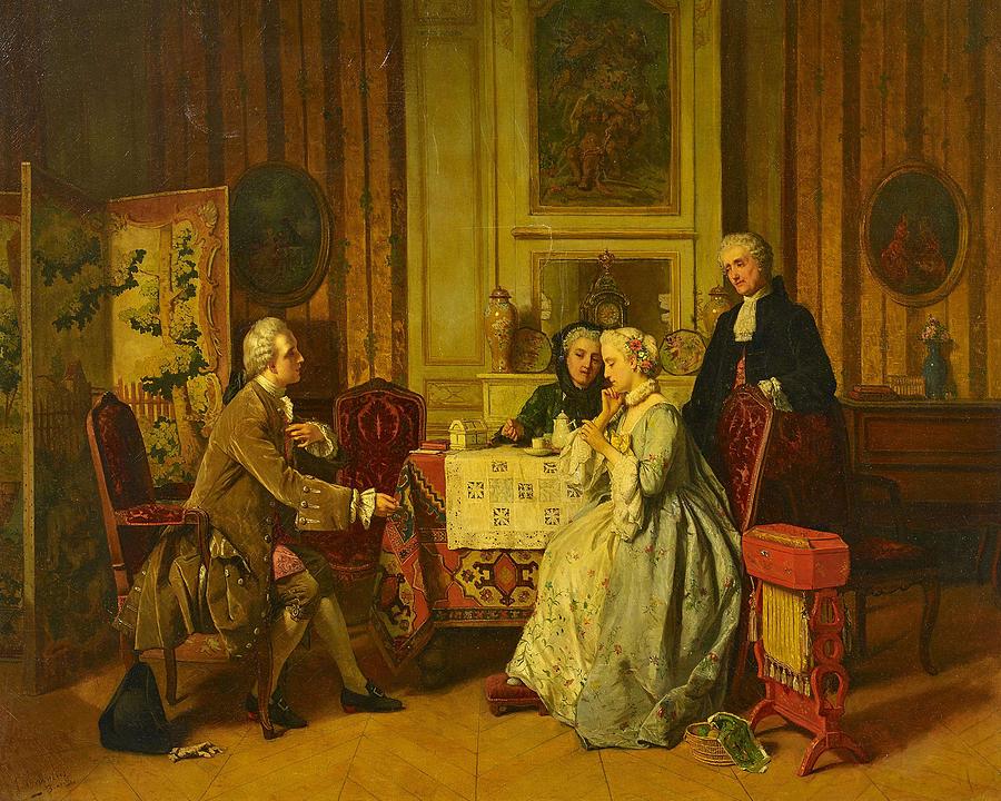 900x720 Carolus, Jean Belgium, 2nd Half Of The 19th Century, The Proposal - The Proposal Painting