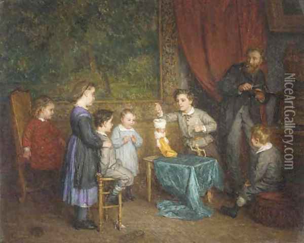 600x480 The Young Puppeteer Oil Painting Reproduction By Edmond Eugene - The Puppeteer Painting
