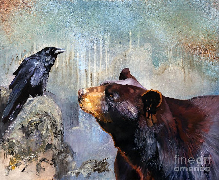 900x739 Raven And The Bear Painting By J W Baker - The Raven Painting