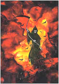 245x350 Red Grim Reaper. Encaustic Painting By Chris Carrick, Almost Abstract - The Reaper Painting