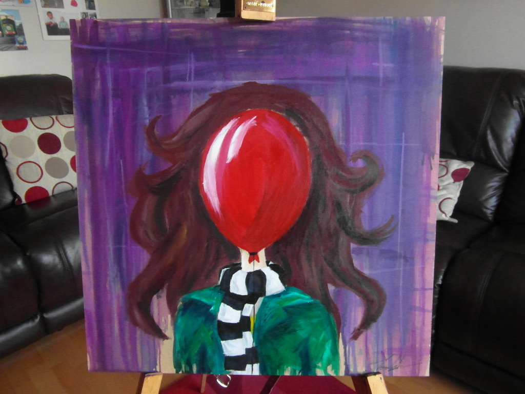1024x768 The Girl And The Red Balloon, Painting. By Littleclockworkdoll - The Red Balloon Painting