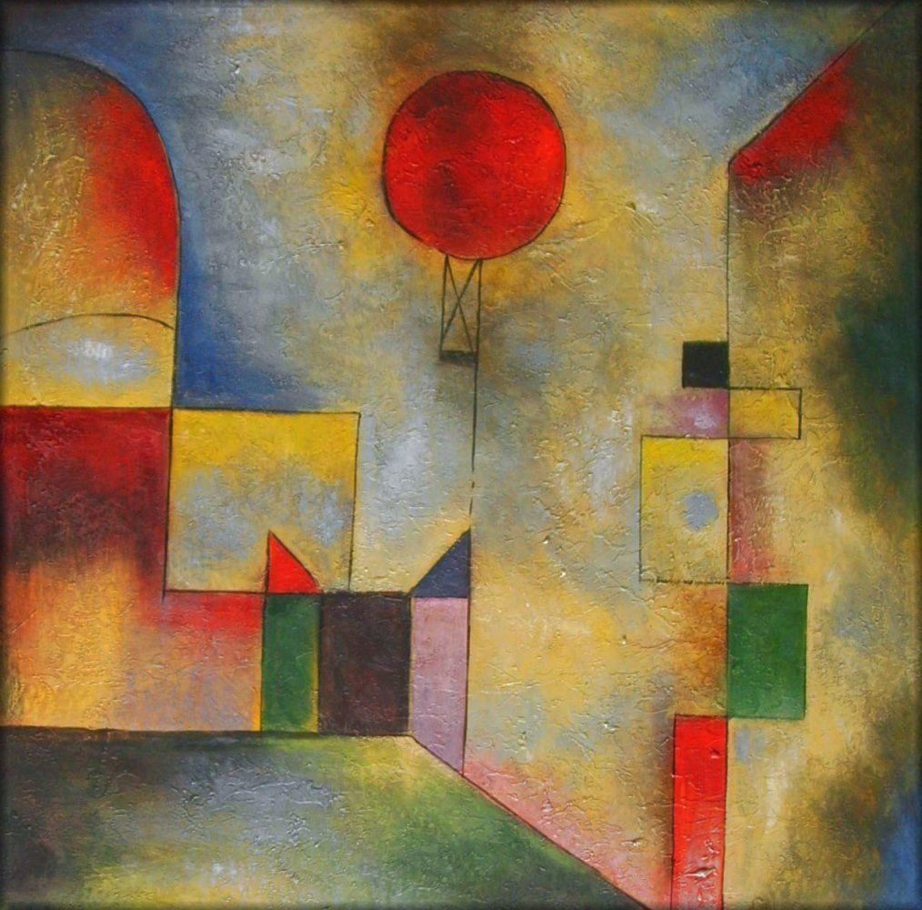 1014x1000 Paul Klee's Red Balloon Repro, High Q. Hand Painted Oil Painting - The Red Balloon Painting