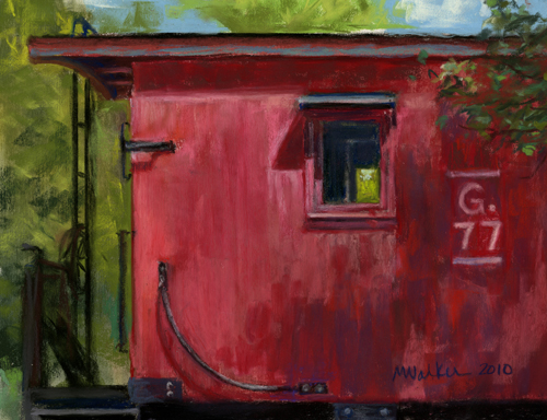 500x384 Red Caboose - The Red Caboose Painting