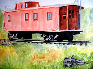 300x225 Red Caboose Paintings Pixels - The Red Caboose Painting
