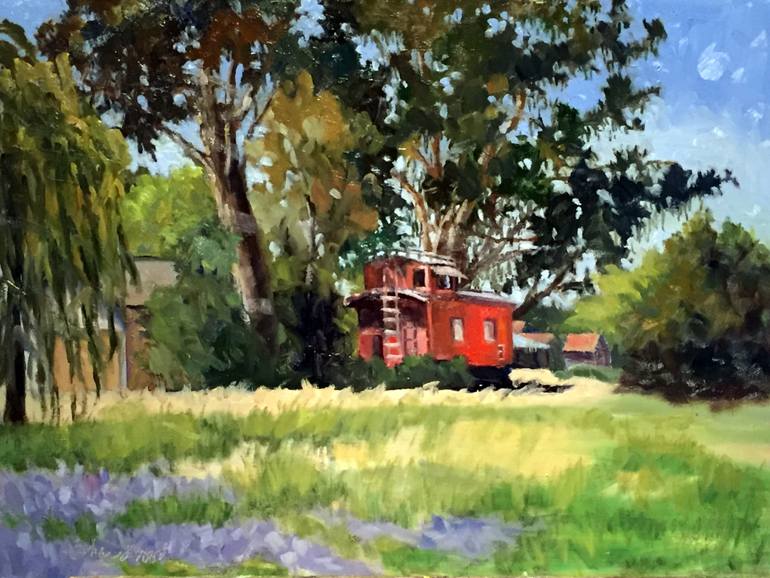 770x578 Saatchi Art Caboose Painting By Char Wood - The Red Caboose Painting