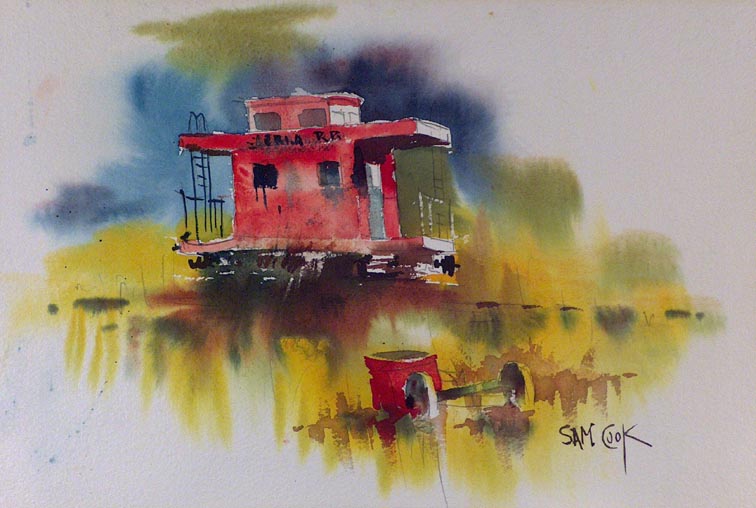 756x508 Sam Cook Red Caboose - The Red Caboose Painting