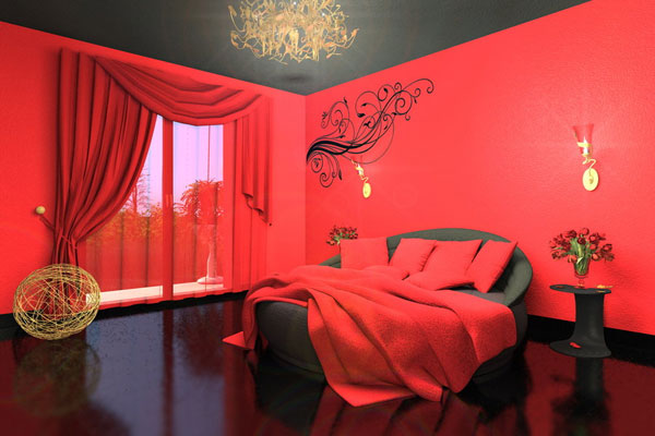 600x400 Red Bedroom Paint Interior - The Red Room Painting