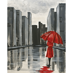 250x250 Sip And Paint Canvas Night The Red Umbrella Bella Ceramica Studio - The Red Umbrella Painting