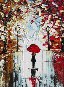 260x350 The Girl With The Red Umbrella By Christine Krainock - The Red Umbrella Painting