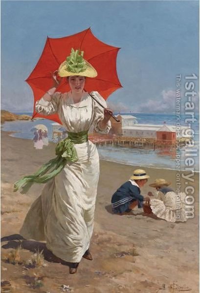 409x600 The Red Umbrella Fabio Cipolla Reproduction 1st Art Gallery - The Red Umbrella Painting