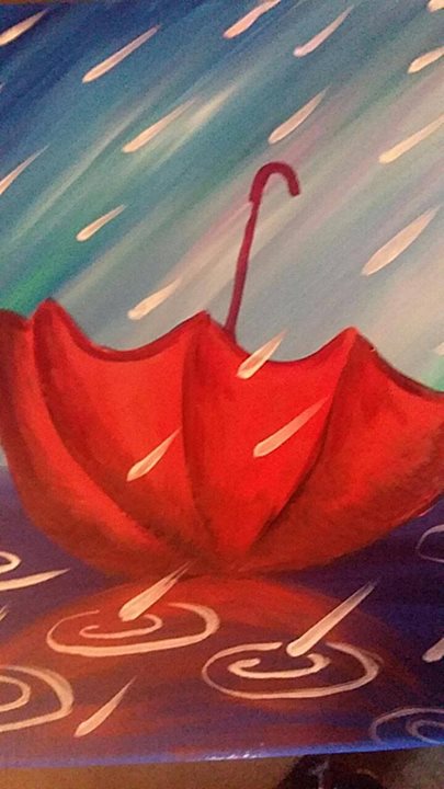 405x720 Wine About Painting - The Red Umbrella Painting