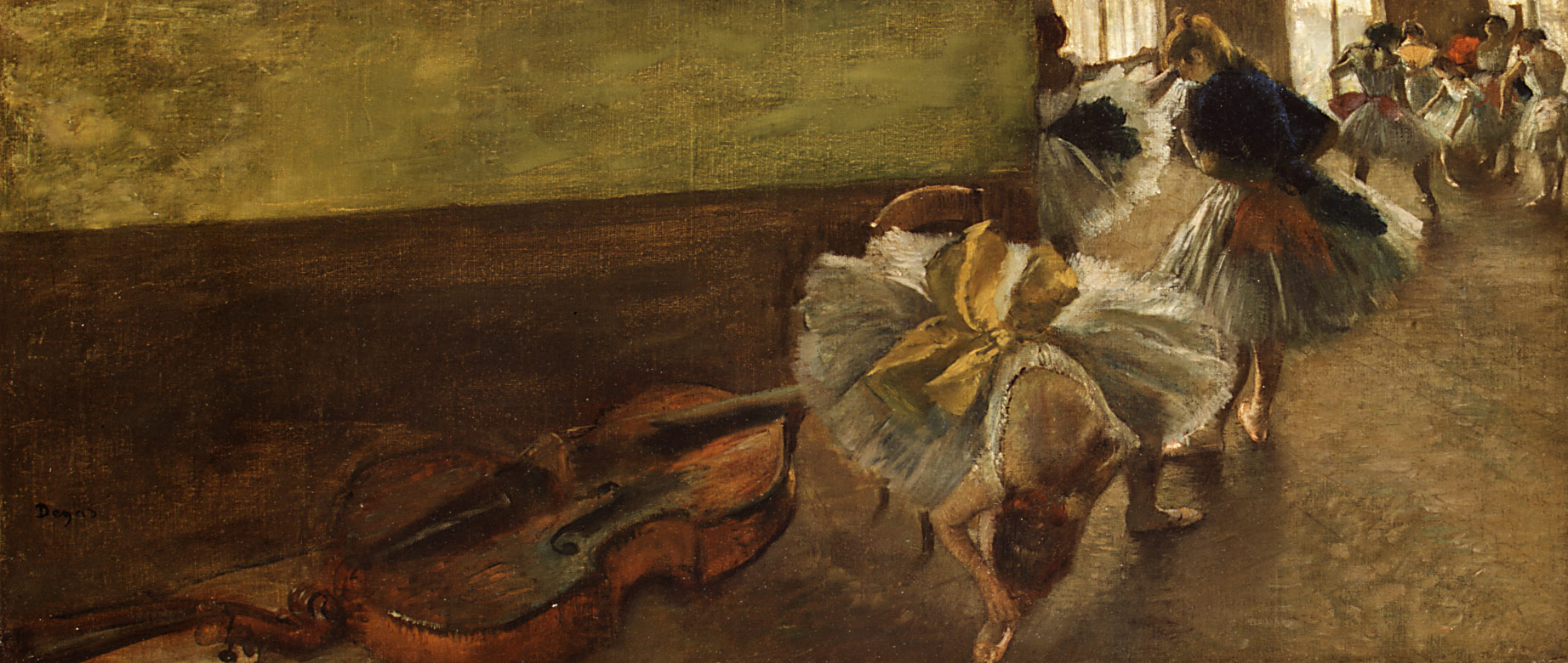 1843x780 Dancers In The Rehearsal Room With A Double Bass Edgar Degas - The Rehearsal Painting