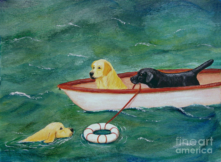 900x657 Lifeboat Labrador Dogs To The Rescue Painting By Amy Reges - The Rescue Painting