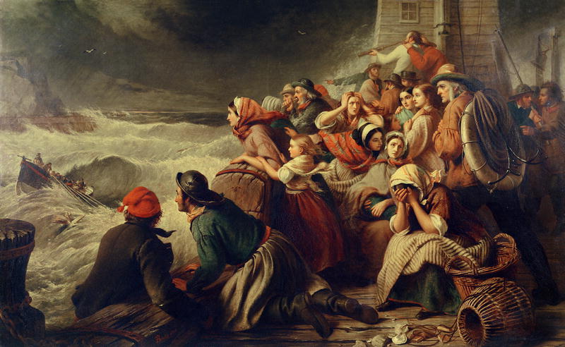 800x492 The Life Boat Going To The Rescue 1861 Painting Thomas Brooks - The Rescue Painting