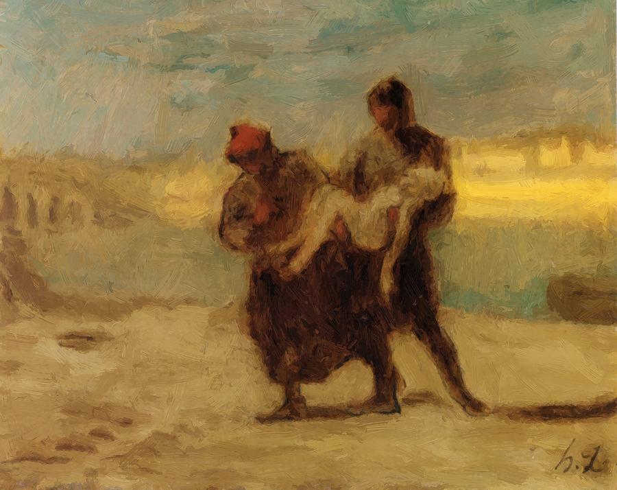 900x714 The Rescue Painting By Daumier Honore - The Rescue Painting