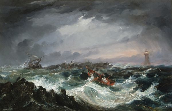 600x386 The Rescue Of The Forfarshire By Grace Darling. Oil On Canvas - The Rescue Painting