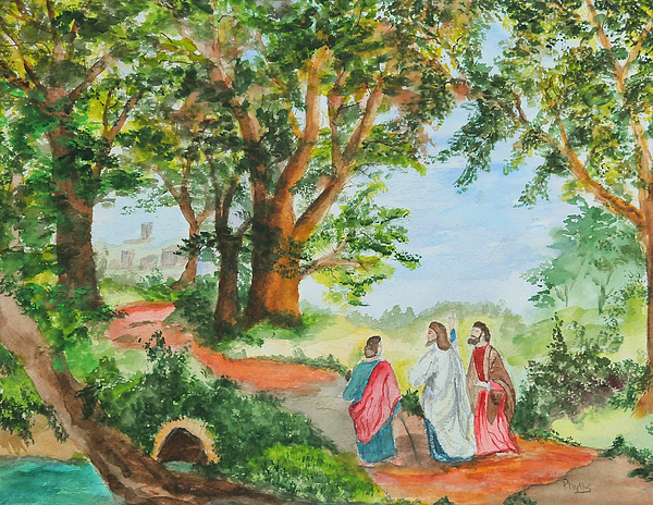 600x464 The Road To Emmaus Painting By Phyllis Miller - The Road To Emmaus Painting
