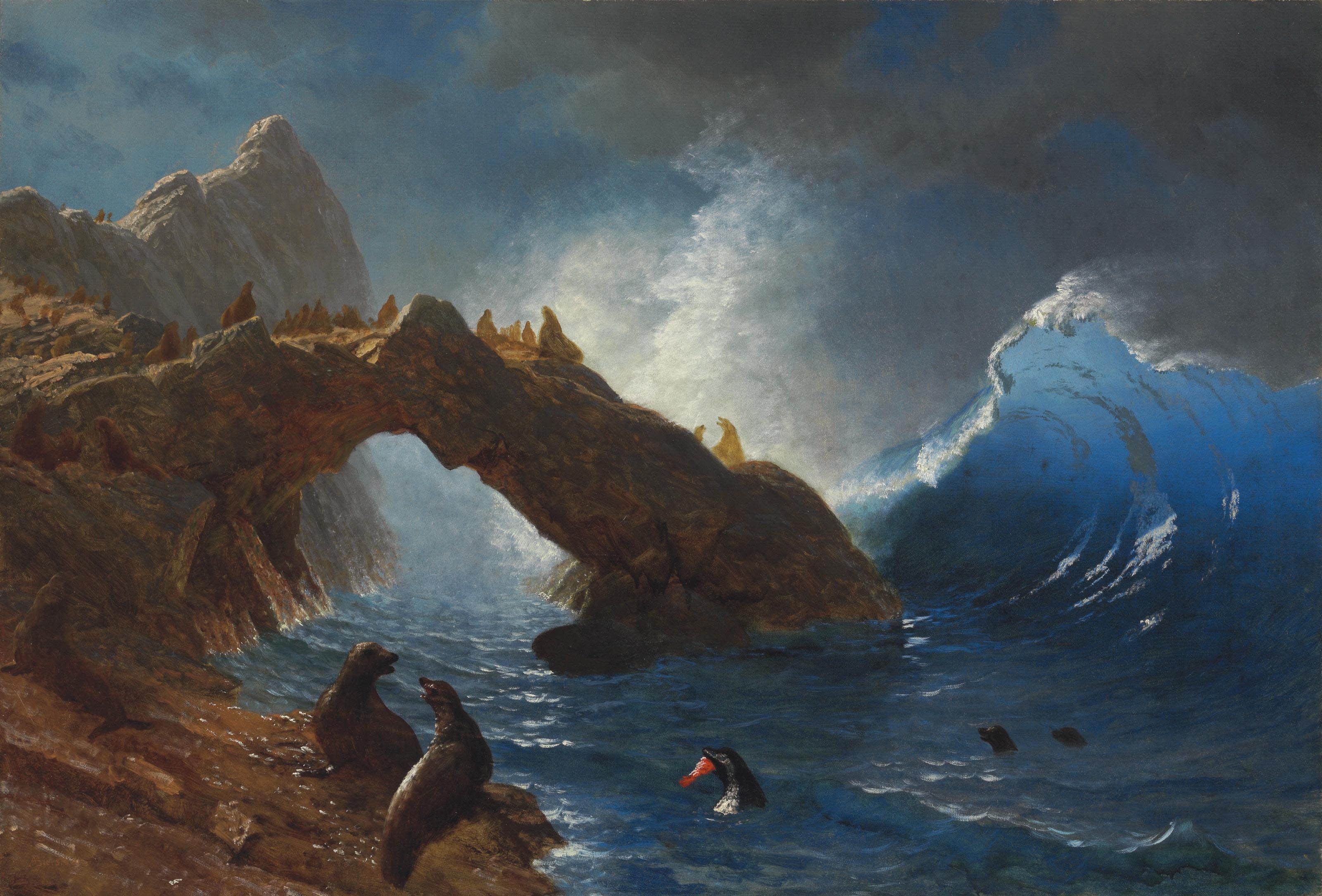 3200x2170 Filealbert Bierstadt - The Rock Painting