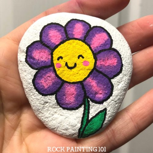 500x500 Happy Flower Rocks ~ An Easy Flower Painting Idea - The Rock Painting