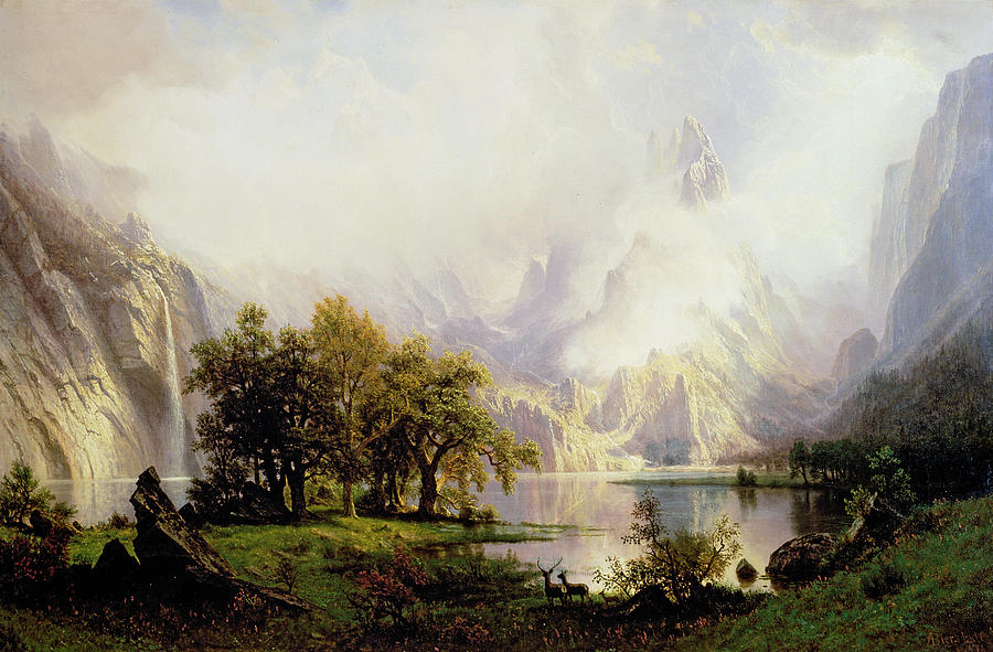 900x591 Rocky Mountain Landscape Painting By Albert Bierstadt - The Rocky Mountains Painting