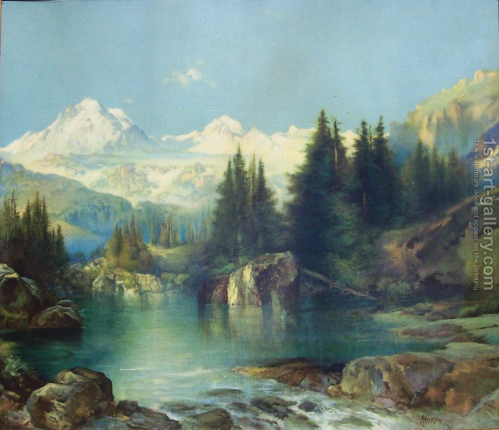975x841 View Of The Rocky Mountains Thomas Moran Reproduction 1st Art - The Rocky Mountains Painting