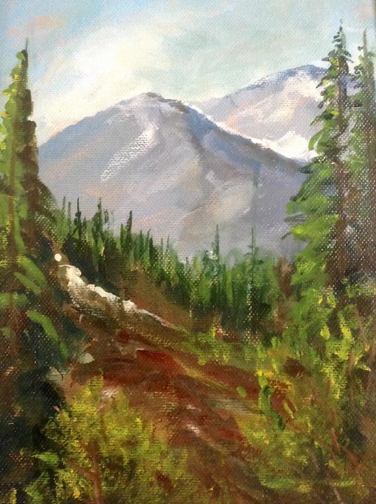 538x720 William S. Green Oil Painting On Board, Titled, Rocky Mountains - The Rocky Mountains Painting