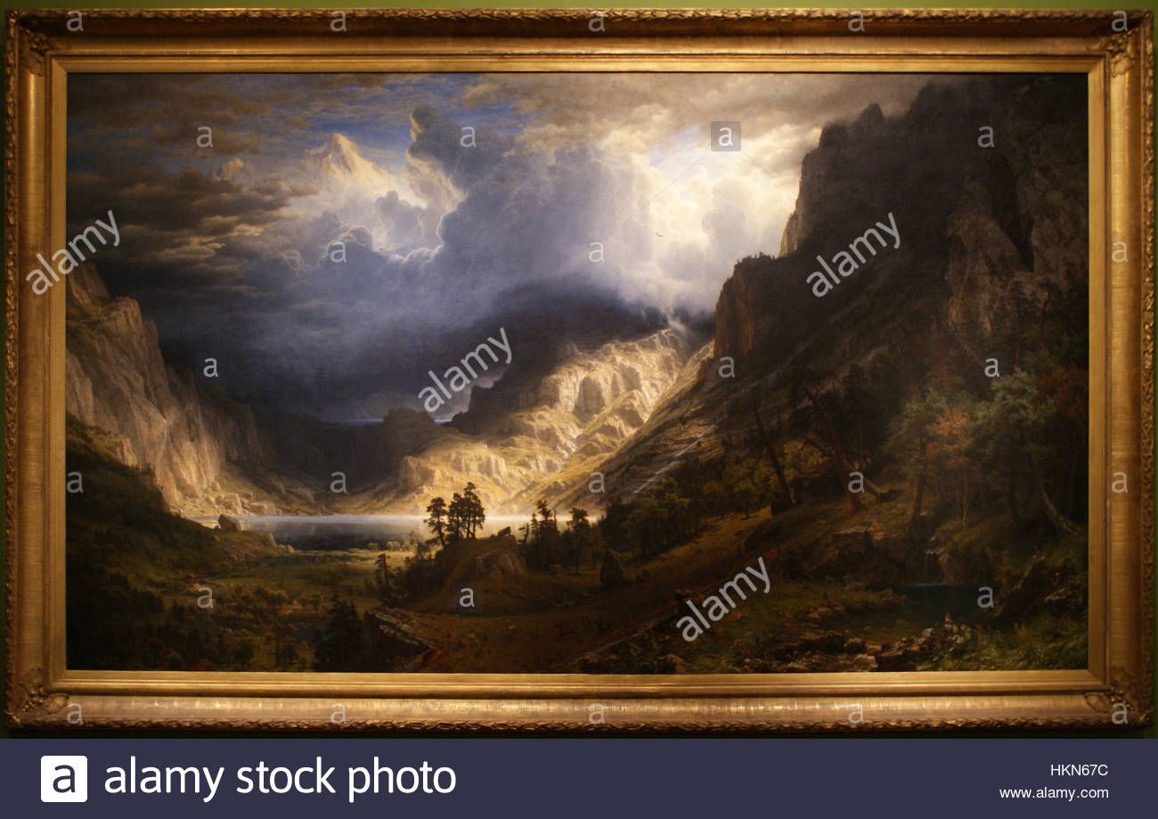 1300x919 Art Painting Albert Bierstadt A Storm In The Rocky Mountains Stock - The Rocky Mountains Painting