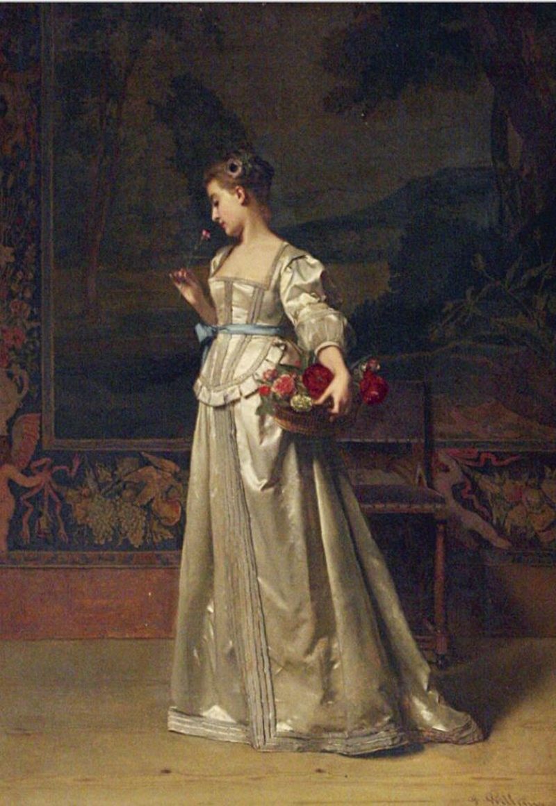 800x1160 The Rose Basket Painting Florent Willems Oil Paintings - The Rose Painting